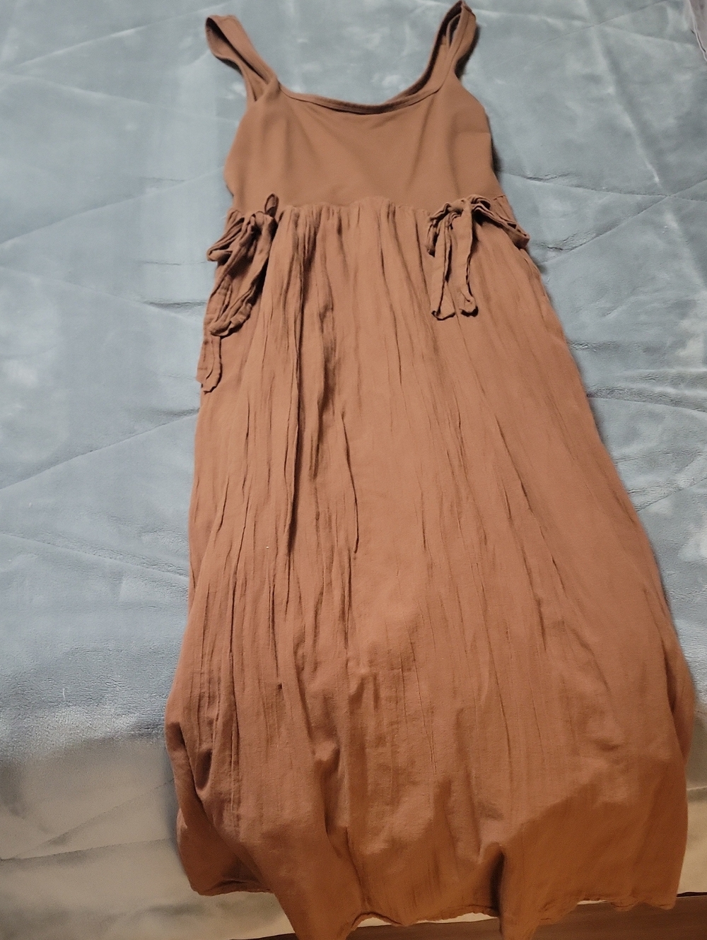 aerie Brown Sleeveless Maxi Dress with Waist Ties